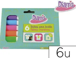 Feutre textile fluo oz international diam's pointe bloquée séchage rapide coloris assortis pochette 6 unités