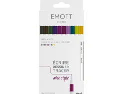 Feutre uniball emott calm-tone colors pointe fine coloris assortis pochette 10 unites