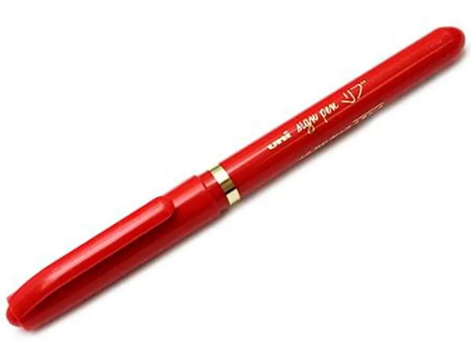 Feutre uniball sign pen encre super ink couvrante pointe feutre nylon ogive largeur trace 1mm coloris rouge