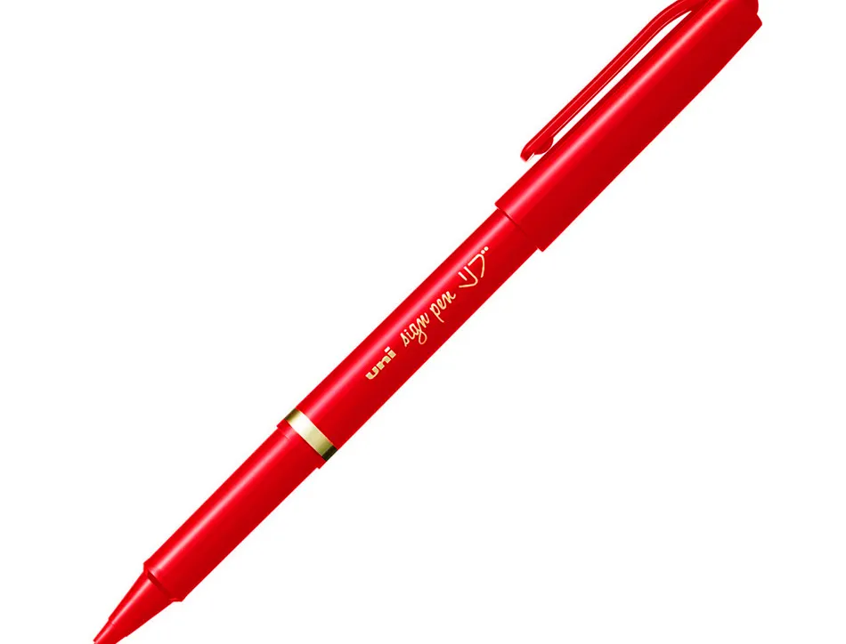 Feutre uniball sign pen encre super ink couvrante pointe feutre nylon ogive largeur trace 1mm coloris rouge