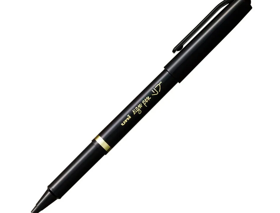 Feutre uniball sign pen encre super ink couvrante pointe feutre nylon ogive largeur trace 1mm coloris noir