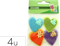 Feutrine adhesive forme coeur graine creative decorer pochette 4 unites assorties
