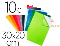 Feutrine adhesive pailletee sodertex 1mm 200x300mm 10 coupons coloris assortis