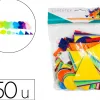 Feutrine adhesive sodertex pack geometriques rond carre et triangle 1mm 4 tailles 150 pcs 10 coloris assortis