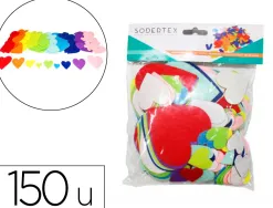 Feutrine adhesive sodertex pack de coeurs 1mm 4 tailles 150 pcs 10 coloris assortis