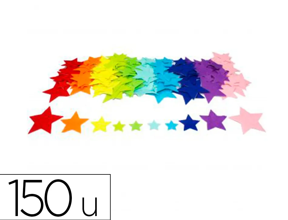 Feutrine adhesive sodertex pack d'etoiles 1mm 4 tailles 150 pcs 10 coloris assortis