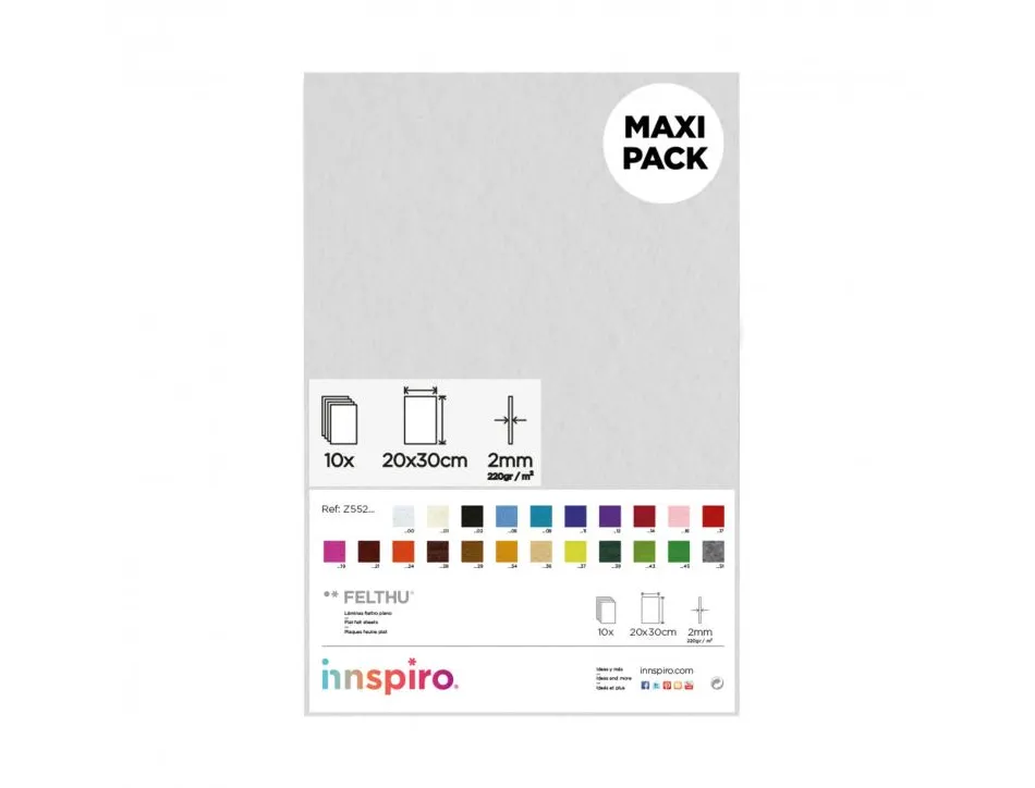 Feutrine innspiro non adhesive 20x30cm 2mm coloris blanc lot de 10 coupons