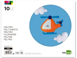 Feutrine liderpapel a4+ 240x315mm 180g épaisseur 1.5mm coloris assortis bloc 10 plaques
