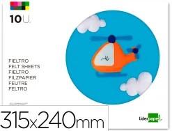 Feutrine liderpapel a4+ 240x315mm 180g épaisseur 1.5mm coloris assortis bloc 10 plaques
