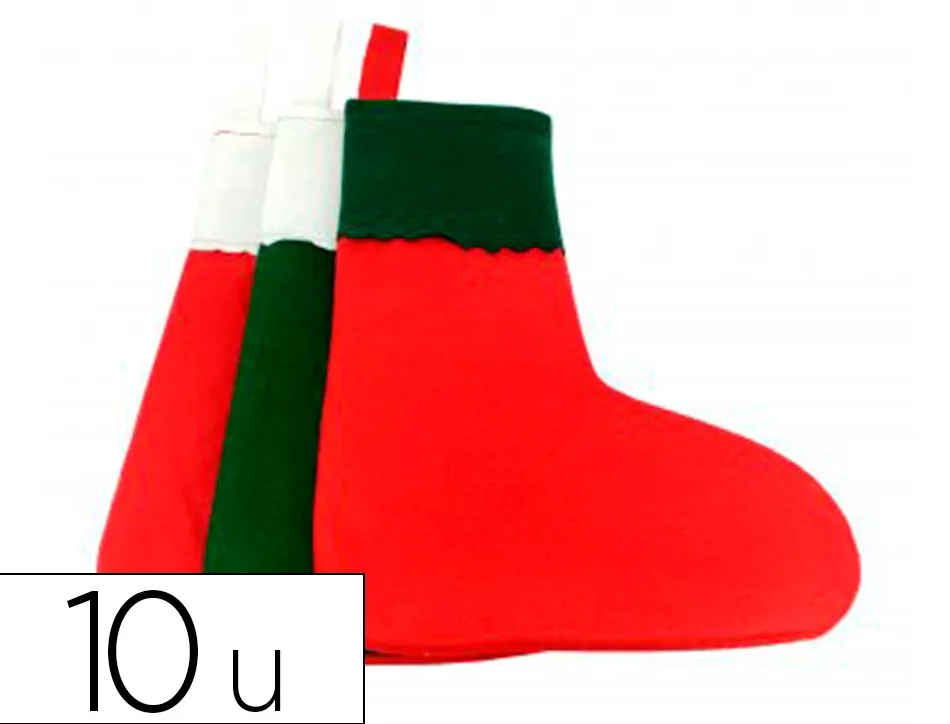 Feutrine sodertex chaussettes de noel 1mm 200x300mm 10 pcs coloris blanc - rouge blanc - vert et rouge - vert