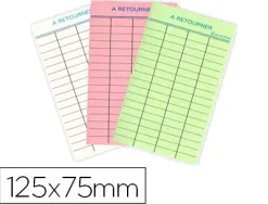 Fiche bibliothèque elve bristol à retourner 180g format 125x75mm paquet 100 unités coloris vert