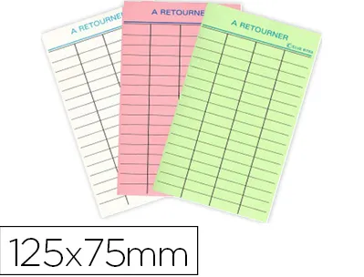 Fiche bibliothèque elve bristol à retourner 180g format 125x75mm paquet 100 unités coloris vert