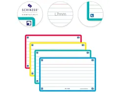 Fiches bristol oxford flash 2.0 75x125mm 32 fiches/film l7mm carton assorti