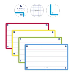 Fiches bristol oxford flash 2.0 75x125mm 32 fiches/film l7mm couleur assorties