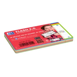 Fiches bristol oxford flash 2.0 75x125mm 32 fiches/film l7mm couleur assorties