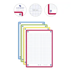 Fiches bristol oxford revision 2.0 a6 non perforee 32 fiches/film q5x5 couleurs assorties