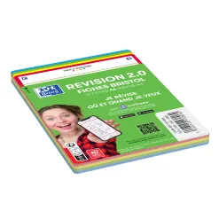 Fiches bristol oxford revision 2.0 a6 non perforee 32 fiches/film q5x5 couleurs assorties