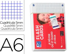 Fiches bristol oxford revision 2.0 a6 non perforee 32 fiches/film q5x5 cadre blanc