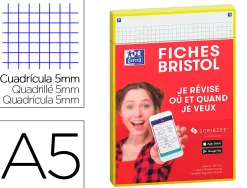 Fiches oxford bristol revision 2.0 oxford a5 perforee 32 fiches/film q5x5 cadre jaune