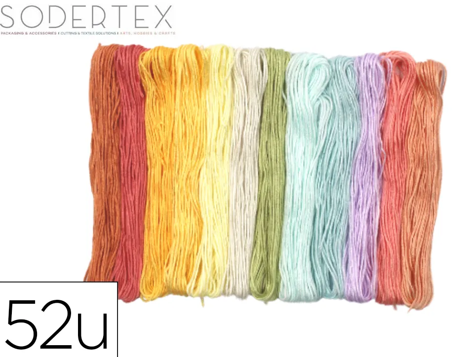 Fil sodertex broder/bracelets bresiliens 8m 13 coloris pastel assortis lot 52 unites