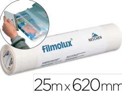 Film pvc adhesif transparent pour la couverture de livre pose defere lux cristal dim. 25mx620mm