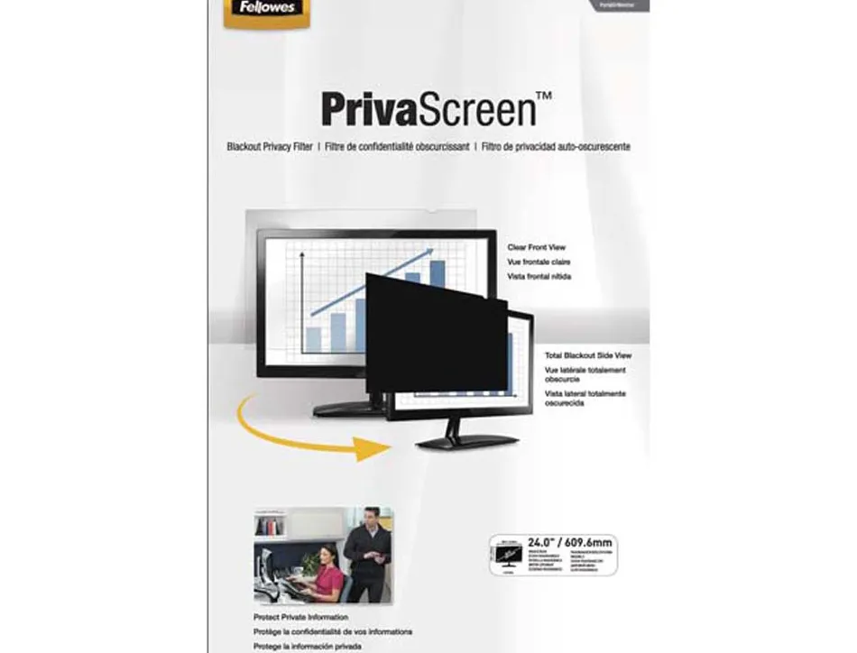 Filtre confidentialité fellowes privascreen 24" grand écran protection maximale portable réversible 521x327mm