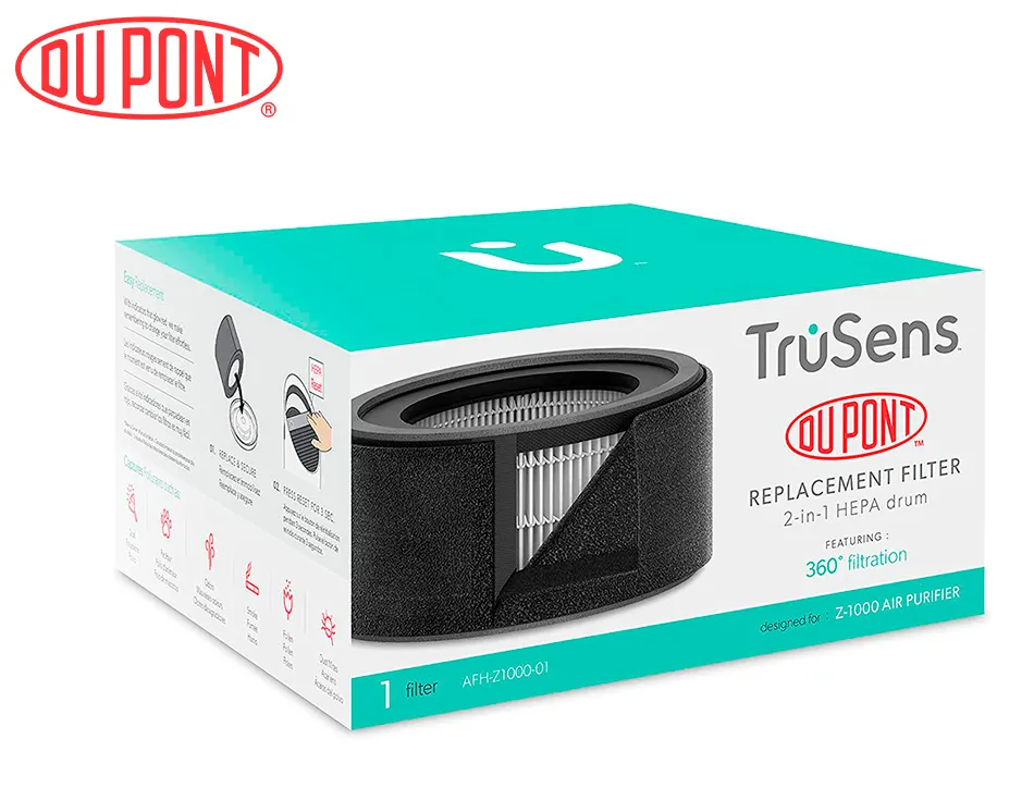 Filtre tambour hepa 2-en-1 de rechange leitz pour purificateur d air trusens z1000