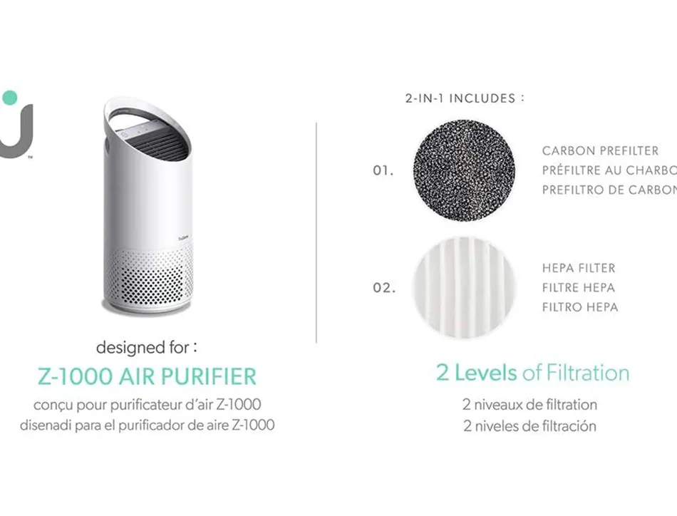 Filtre tambour hepa 2-en-1 de rechange leitz pour purificateur d air trusens z1000