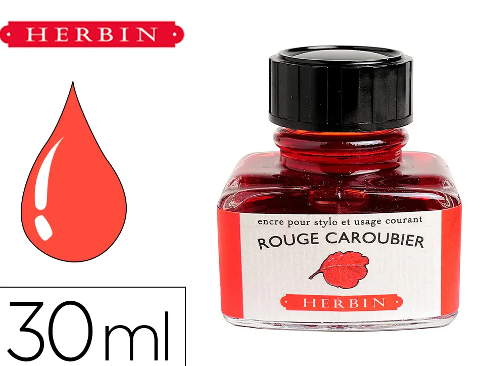 Flacon d'encre j.herbin rouge caroubier 30ml