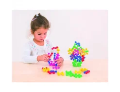 Fleurs a assembler vinco educational plastique souple et silencieux diametre 4 cm 190 pieces