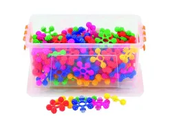 Fleurs a assembler vinco educational plastique souple et silencieux diametre 4 cm 190 pieces