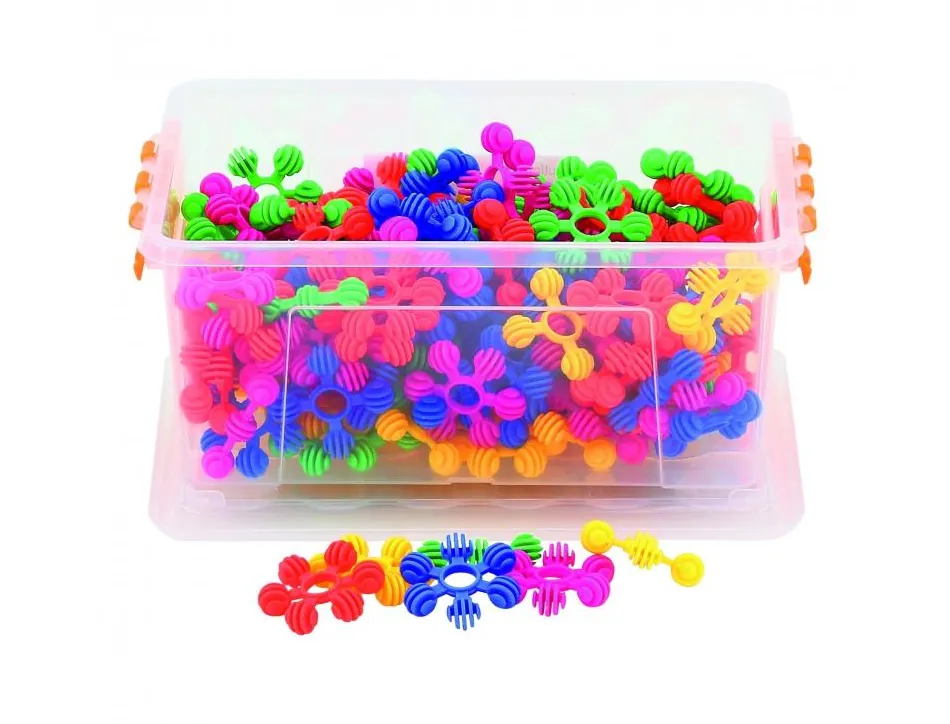 Fleurs a assembler vinco educational plastique souple et silencieux diametre 4 cm 190 pieces