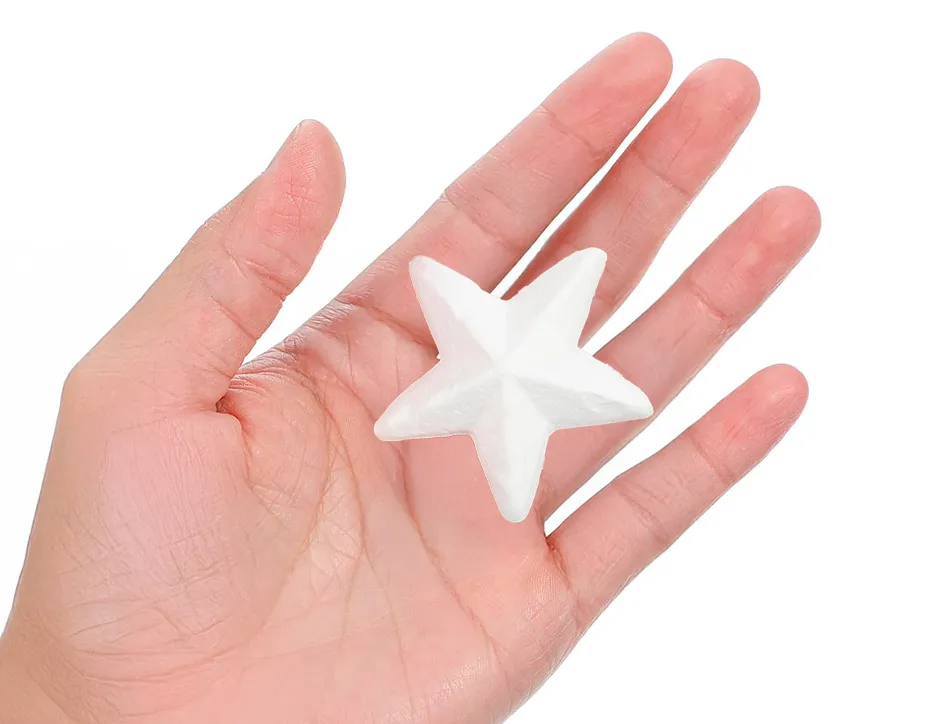 Forme liderpapel mousse polystyrene etoiles 4cm coloris blanc sachet 6 unites