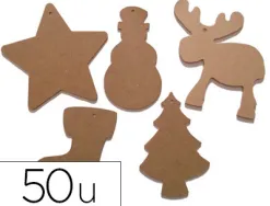 Forme noël culture club à décorer mdf 14cm hauteur assortiment 5 formes différentes 50 pièces à suspendre