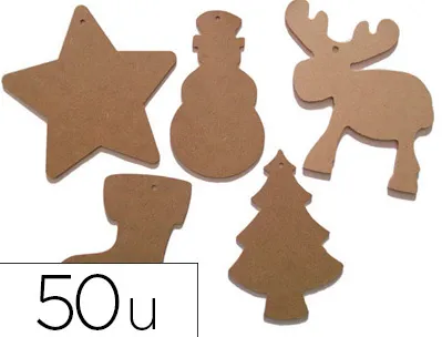 Forme noël culture club à décorer mdf 14cm hauteur assortiment 5 formes différentes 50 pièces à suspendre