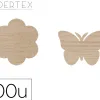 Formes a decorer sodertex fleurs et papillons bois diametre 3,5cm pack 100 unites