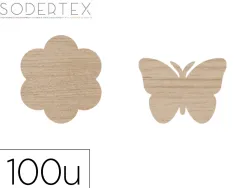 Formes a decorer sodertex fleurs et papillons bois diametre 3,5cm pack 100 unites