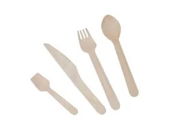 Fourchette bois couvert lisse 16cm sachet 100 unites