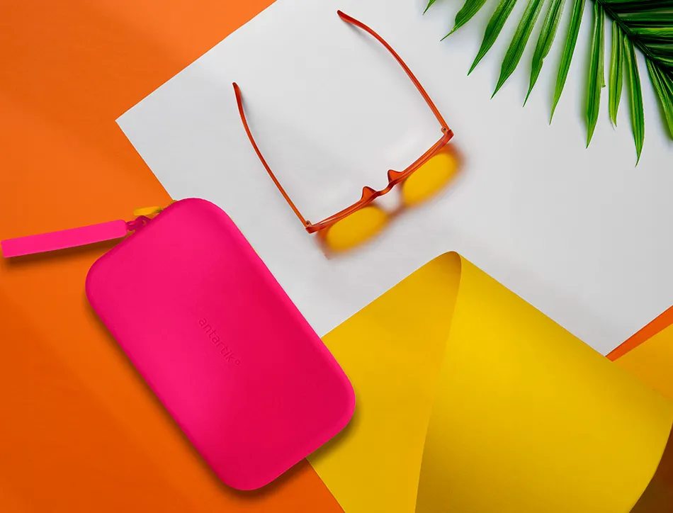 Fourre-tout antartik plat en silicone modele tropical dive 190x120x25mm coloris fuchsia