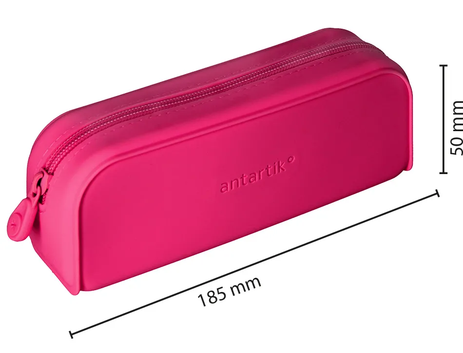 Fourre-tout antartik rectangulaire 1 compartiment en silicone modele prisma 185x50x75mm coloris fuchsia