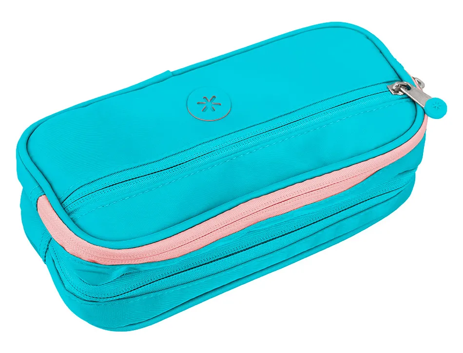 Fourre-tout antartik rectangulaire 2 compartiments modele fusion flex 100x60x220mm coloris turquoise
