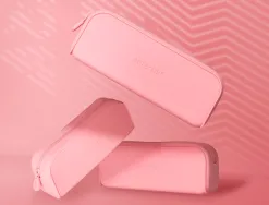 Fourre-tout antartik rectangulaire 1 compartiment en silicone modele prisma 185x50x75mm coloris rose