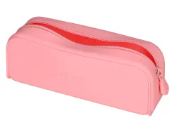 Fourre-tout antartik rectangulaire 1 compartiment en silicone modele prisma 185x50x75mm coloris rose