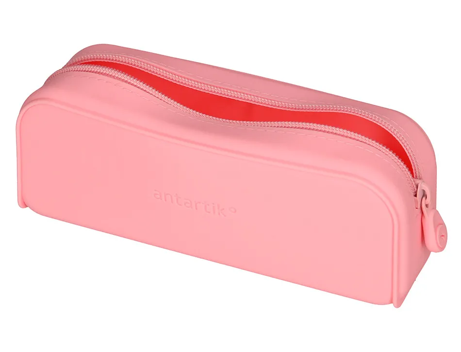 Fourre-tout antartik rectangulaire 1 compartiment en silicone modele prisma 185x50x75mm coloris rose