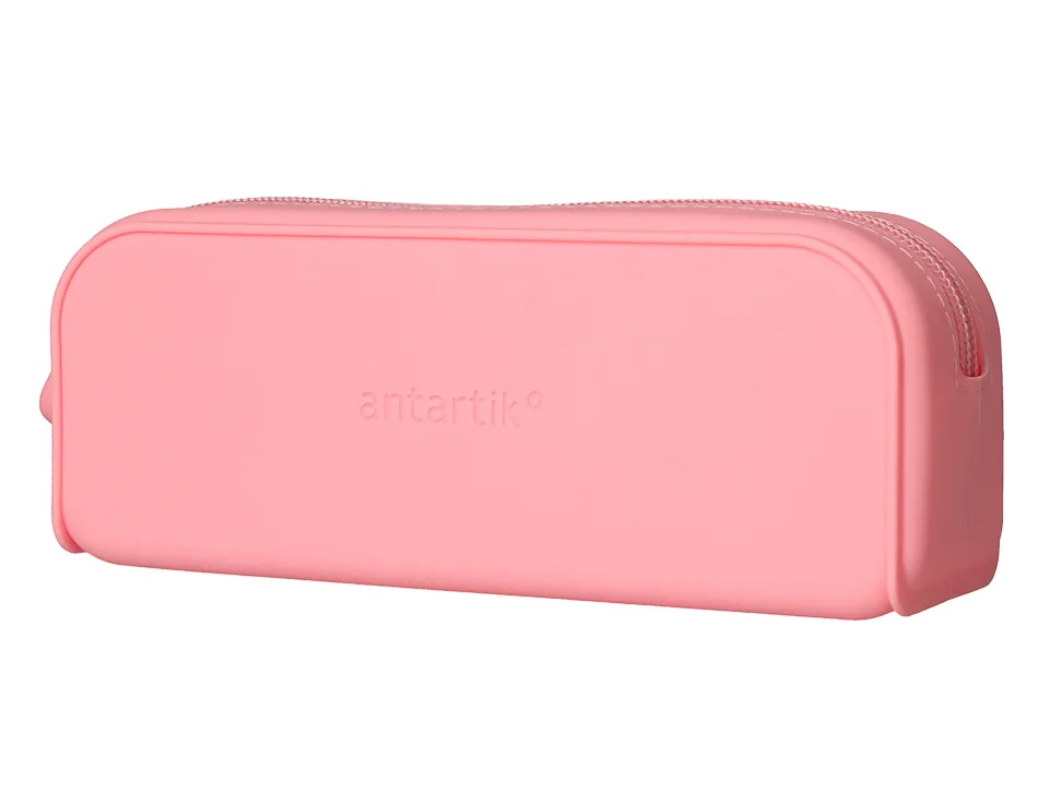 Fourre-tout antartik rectangulaire 1 compartiment en silicone modele prisma 185x50x75mm coloris rose