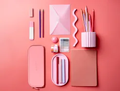 Fourre-tout antartik rectangulaire 1 compartiment en silicone modele prisma 185x50x75mm coloris rose