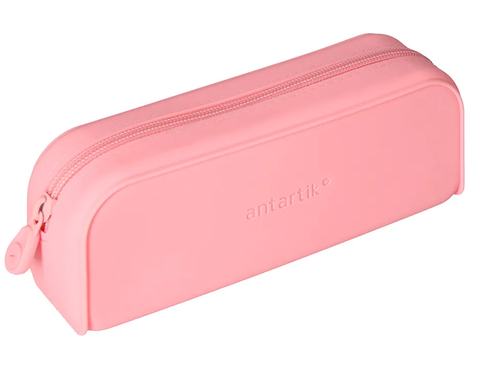 Fourre-tout antartik rectangulaire 1 compartiment en silicone modele prisma 185x50x75mm coloris rose