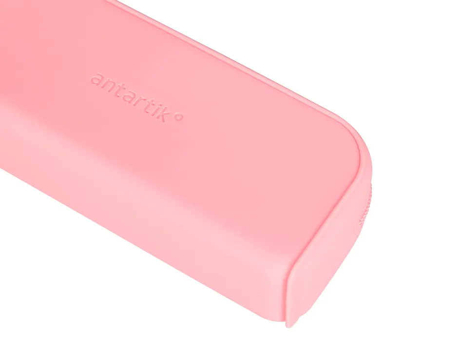 Fourre-tout antartik rectangulaire 1 compartiment en silicone modele prisma 185x50x75mm coloris rose