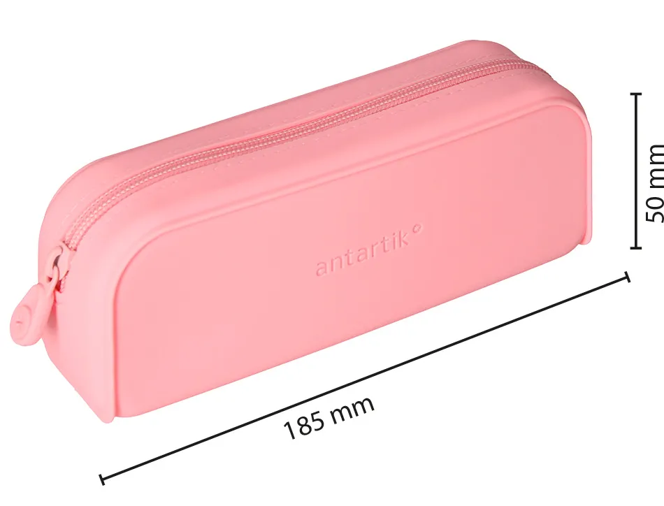Fourre-tout antartik rectangulaire 1 compartiment en silicone modele prisma 185x50x75mm coloris rose
