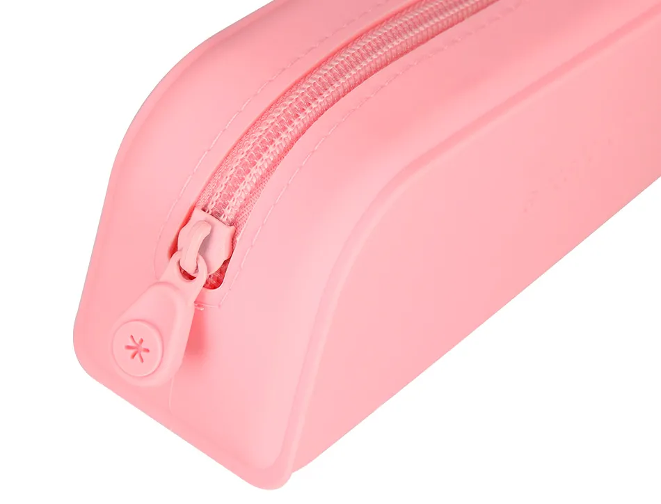Fourre-tout antartik rectangulaire 1 compartiment en silicone modele prisma 185x50x75mm coloris rose
